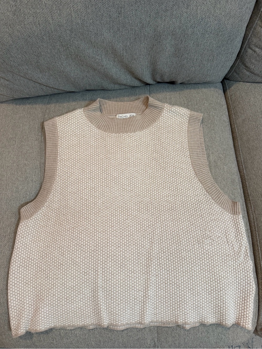 Rachel Zoe Cream Textured Sleeveless Knit Top